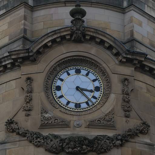 Clock embedded into a building