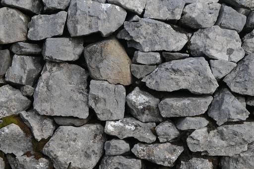 A wall made from various rocks